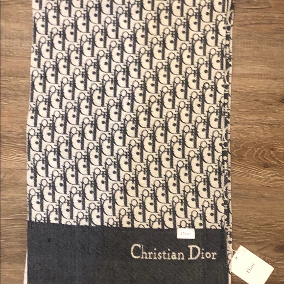 Christian Dior Oblique Bleu Marine scarf. Beautiful and so soft! Still has tags! - Picture 1 of 5